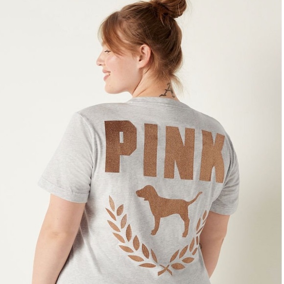 Victoria’s Secret Pink ~ SHINE EVERYDAY TEE ~ Glitter Shine Logo *NWT - Picture 3 of 5